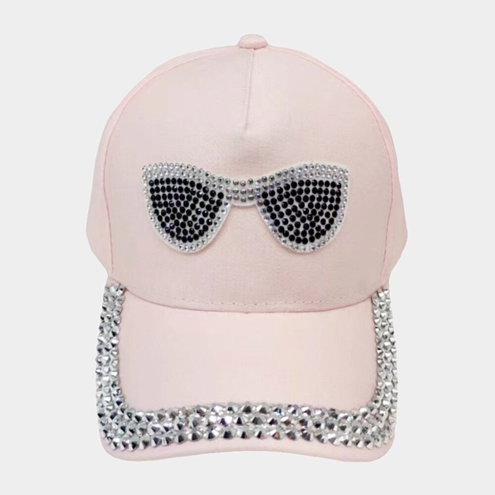 Pink Rhinestone & Stud Summer Hat